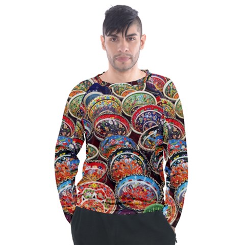 Art Background Bowl Ceramic Color Men s Long Sleeve Raglan Tee by Proyonanggan