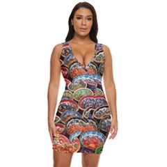 Art Background Bowl Ceramic Color Draped Bodycon Dress