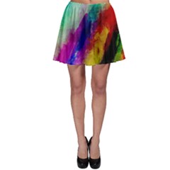 Colorful Abstract Paint Splats Background Skater Skirt