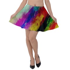 Colorful Abstract Paint Splats Background Velvet Skater Skirt