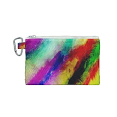 Colorful Abstract Paint Splats Background Canvas Cosmetic Bag (small)