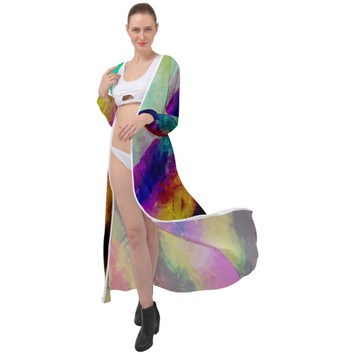 Colorful Abstract Paint Splats Background Maxi Chiffon Beach Wrap