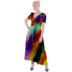 Colorful Abstract Paint Splats Background Button Up Short Sleeve Maxi Dress by Proyonanggan