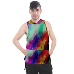 Colorful Abstract Paint Splats Background Men s Sleeveless Hoodie by Proyonanggan