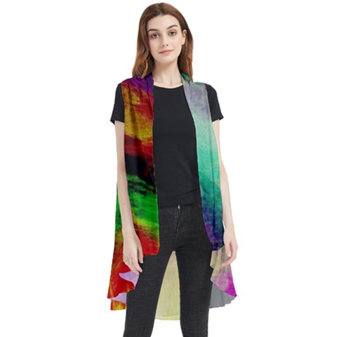 Colorful Abstract Paint Splats Background Sleeveless Chiffon Waistcoat Shirt by Proyonanggan