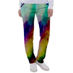 Colorful Abstract Paint Splats Background Women s Casual Pants