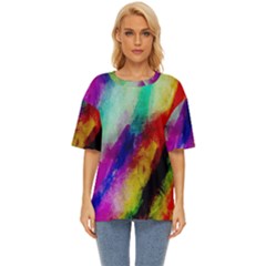 Colorful Abstract Paint Splats Background Oversized Basic Tee by Proyonanggan