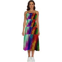 Colorful Abstract Paint Splats Background Sleeveless Shoulder Straps Boho Dress by Proyonanggan