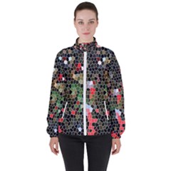 Colorful Abstract Background Women s High Neck Windbreaker by Proyonanggan