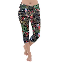 Colorful Abstract Background Lightweight Velour Capri Yoga Leggings by Proyonanggan