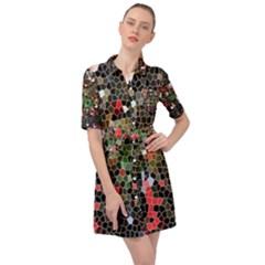 Colorful Abstract Background Belted Shirt Dress by Proyonanggan