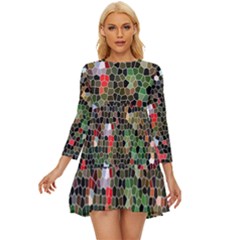 Colorful Abstract Background Long Sleeve Babydoll Dress by Proyonanggan