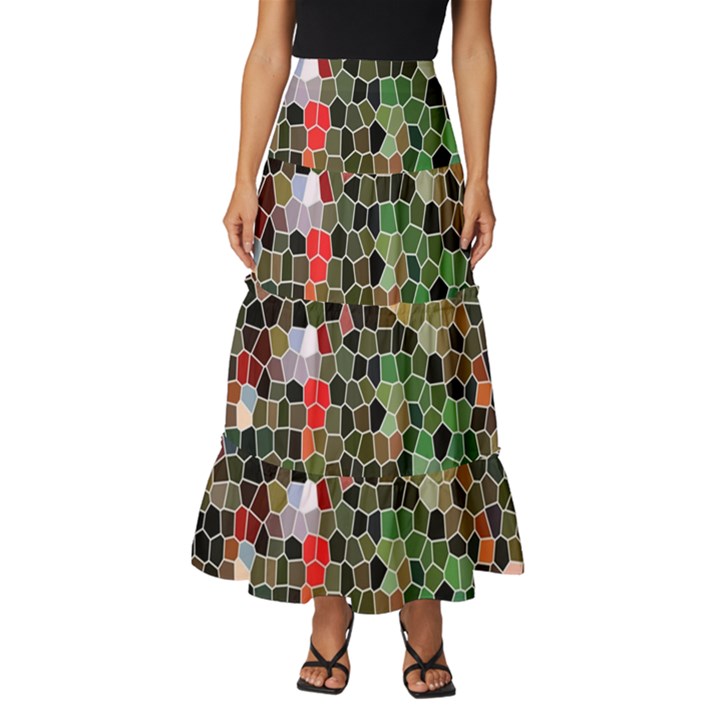 Colorful Abstract Background Tiered Ruffle Maxi Skirt