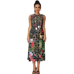 Colorful Abstract Background Sleeveless Round Neck Midi Dress