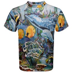 Colorful Aquatic Life Wall Mural Men s Cotton Tee by Proyonanggan