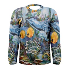 Colorful Aquatic Life Wall Mural Men s Long Sleeve Tee by Proyonanggan