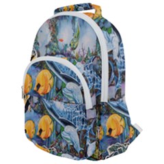 Colorful Aquatic Life Wall Mural Rounded Multi Pocket Backpack by Proyonanggan