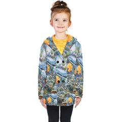 Colorful Aquatic Life Wall Mural Kids  Double Breasted Button Coat by Proyonanggan