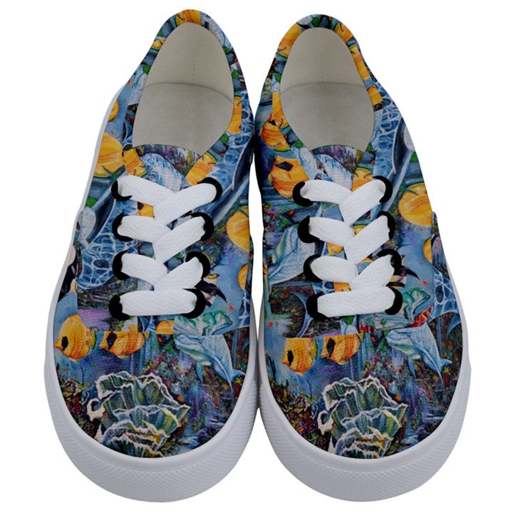 Colorful Aquatic Life Wall Mural Kids  Classic Low Top Sneakers