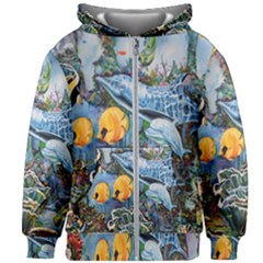 Colorful Aquatic Life Wall Mural Kids  Zipper Hoodie Without Drawstring by Proyonanggan