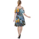 Colorful Aquatic Life Wall Mural Cut Out Shoulders Chiffon Dress View2