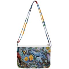 Colorful Aquatic Life Wall Mural Double Gusset Crossbody Bag