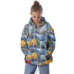 Colorful Aquatic Life Wall Mural Kids  Oversized Hoodie by Proyonanggan