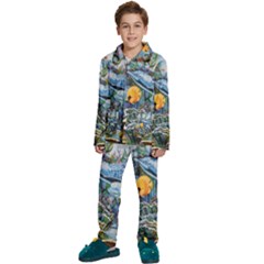 Colorful Aquatic Life Wall Mural Kids  Long Sleeve Velvet Pajamas Set by Proyonanggan