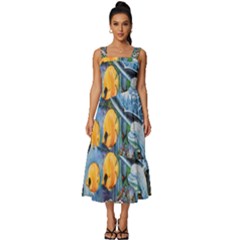 Colorful Aquatic Life Wall Mural Square Neckline Tiered Midi Dress by Proyonanggan