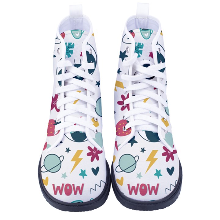 Love Pattern Men s High-Top Canvas Sneakers