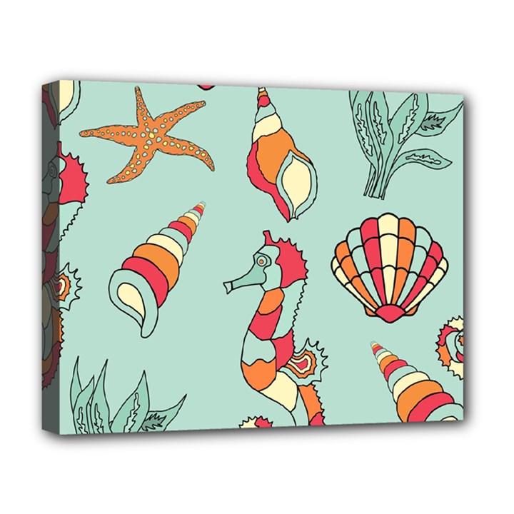 Seahorse Seashell Starfish Shell Deluxe Canvas 20  x 16  (Stretched)