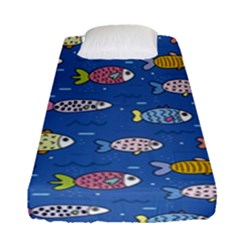 Sea Fish Blue Submarine Animal Fitted Sheet (single Size) by Proyonanggan