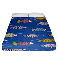 Sea Fish Blue Submarine Animal Fitted Sheet (king Size) by Proyonanggan