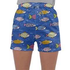 Sea Fish Blue Submarine Animal Sleepwear Shorts