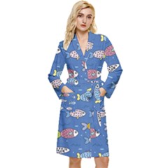 Sea Fish Blue Submarine Animal Long Sleeve Velvet Robe