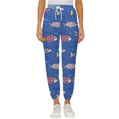 Sea Fish Blue Submarine Animal Women s Cropped Drawstring Pants by Proyonanggan