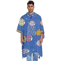 Sea Fish Blue Submarine Animal Men s Hooded Rain Ponchos by Proyonanggan