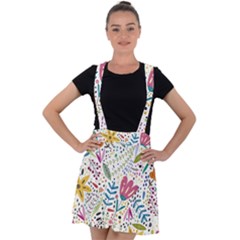 Flowers Nature Wallpaper Background Velvet Suspender Skater Skirt