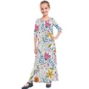 Flowers Nature Wallpaper Background Kids  Quarter Sleeve Maxi Dress View1