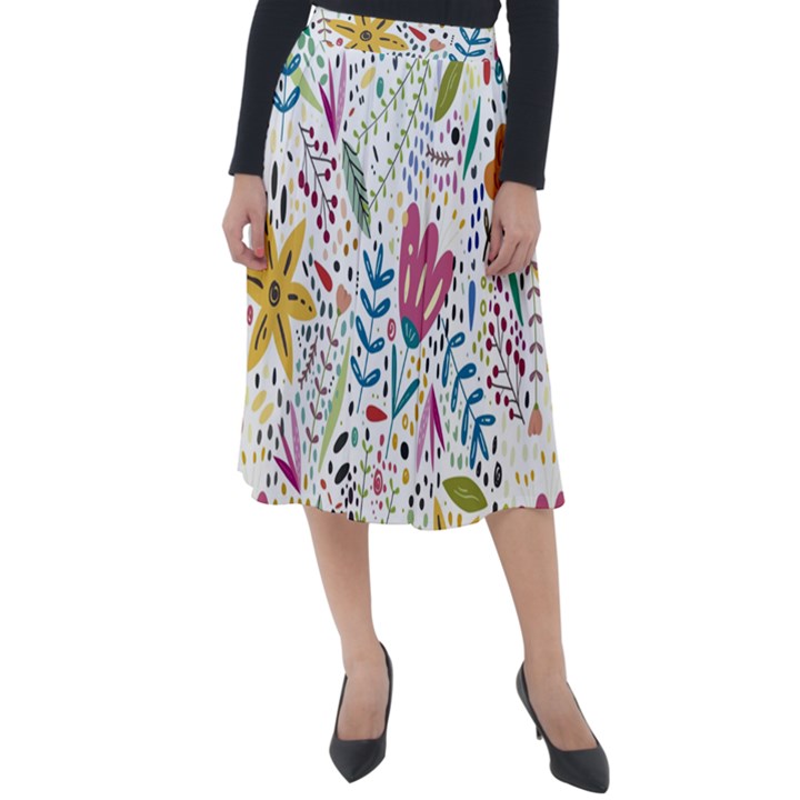 Flowers Nature Wallpaper Background Classic Velour Midi Skirt 