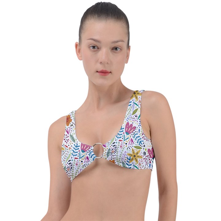 Flowers Nature Wallpaper Background Ring Detail Bikini Top