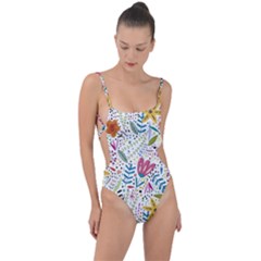 Flowers Nature Wallpaper Background Tie Strap One Piece Swimsuit