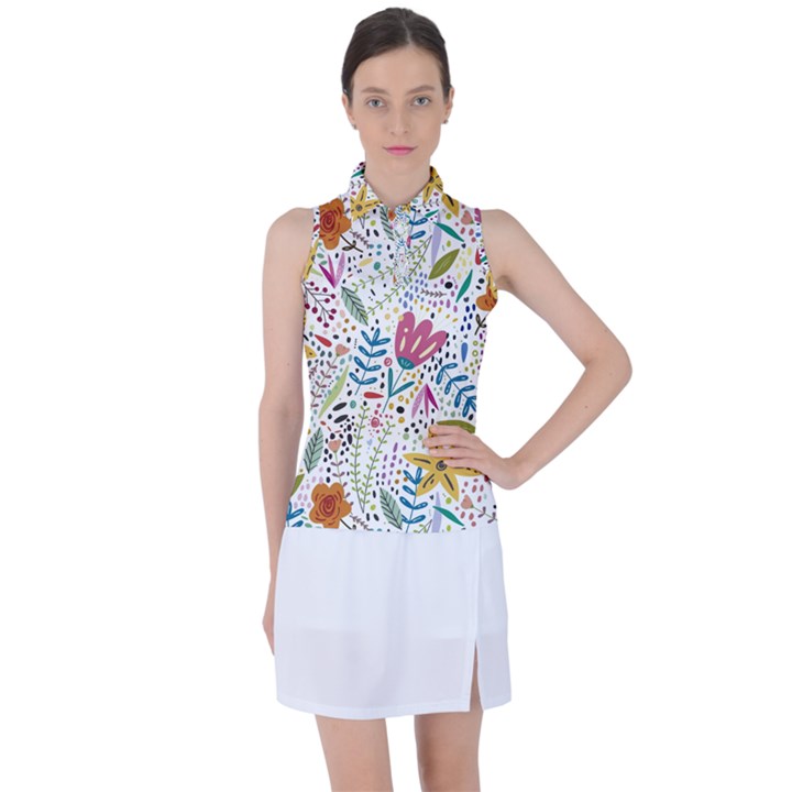 Flowers Nature Wallpaper Background Women s Sleeveless Polo Tee