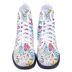 Flowers Nature Wallpaper Background Kid s High-top Canvas Sneakers by Proyonanggan