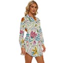 Flowers Nature Wallpaper Background Womens Long Sleeve Shirt Dress View3