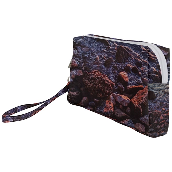 Twilight Treasures: Rocky Beachscape  Wristlet Pouch Bag (Small)