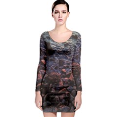 Twilight Treasures: Rocky Beachscape  Long Sleeve Bodycon Dress by dflcprintsclothing