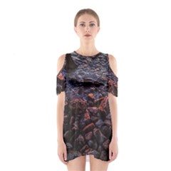 Twilight Treasures: Rocky Beachscape  Shoulder Cutout One Piece Dress by dflcprintsclothing