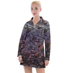 Twilight Treasures: Rocky Beachscape  Women s Long Sleeve Casual Dress by dflcprintsclothing