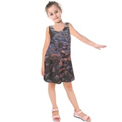 Twilight Treasures: Rocky Beachscape  Kids  Sleeveless Dress by dflcprintsclothing